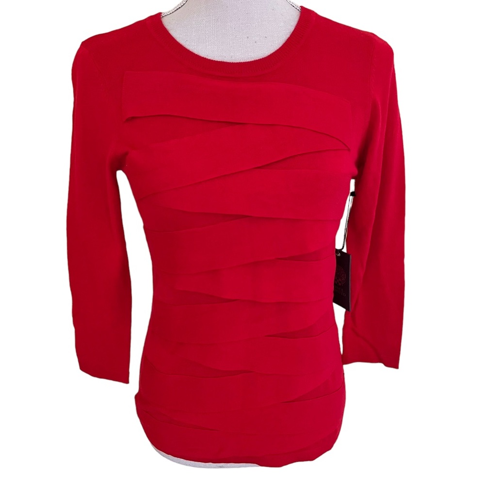 Vince Camuto Red (Fire Glow) Bandage Trimmed Sweater PS